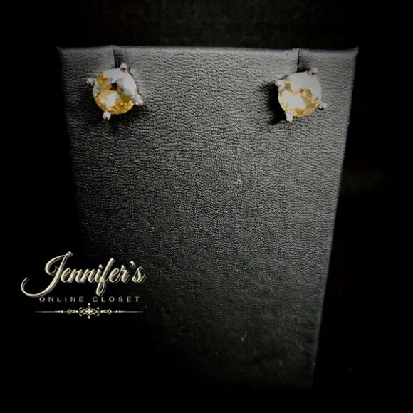 3/$25 Round Amber Crystal & Silver Stud Earrings - Picture 6 of 8